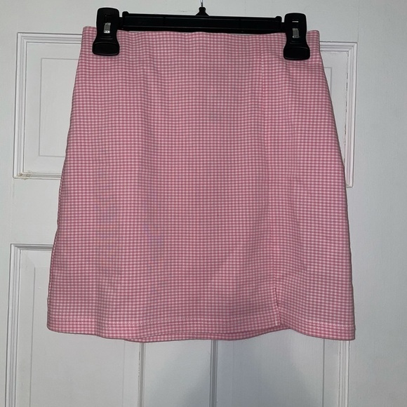 Topshop NWT Pink Gingham Mini Skirt Sz 4 - Picture 2 of 6